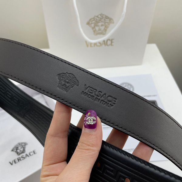 versace皮帶 範思哲2021新款皮帶　HF210908牛皮壓花紋銅扣時尚腰帶