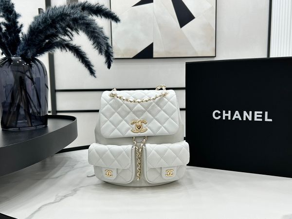 chanel包包 香奈兒2023新款手提包 DSAS3860時尚雙肩包白色後背包