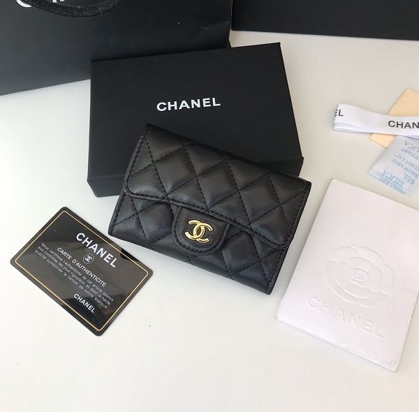 Chanel皮夾 香奈兒2023新款零錢包 ZJP0214黑色卡包翻蓋短夾