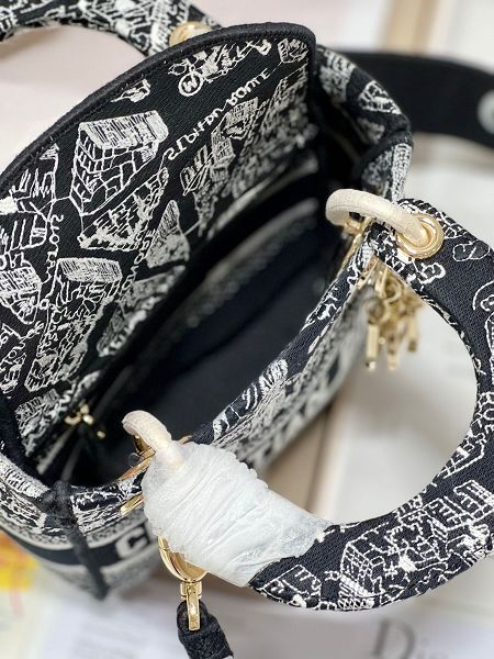 Dior包包 迪奧2023新款手提包 DS9028三格刺繡戴妃包單肩斜挎包