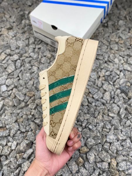 Adidas Originals Superstar x GUCCI 2025最新男女款棕綠色板鞋