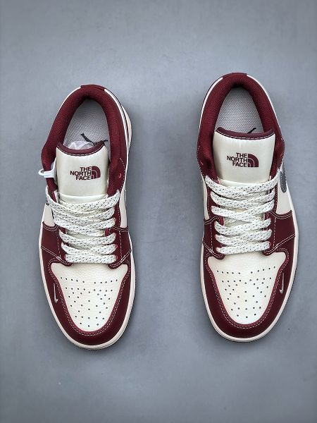 Air Jordan 1 Retro Low x The North Face 2025最新男女款運動鞋 白酒紅小鉤滿天星