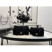 chanel包包 香奈兒2022新款手提包 DSAS3134/AS3135塗鴉牛仔黑色單肩斜挎包