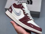 Air Jordan 1 Retro Low x The North Face 2025最新男女款運動鞋 白酒紅小鉤滿天星